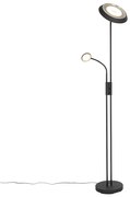 Lampă de podea neagră incluzând LED și dimmer cu lampă de citit - Fez