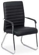 Scaun vizitator negru OFF 833 din piele ecologică cu cadru cromat