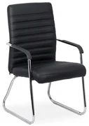 Scaun vizitator negru OFF 833 din piele ecologică cu cadru cromat