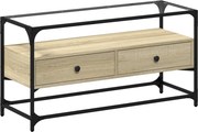 vidaXL Dulap TV blat sticlă, stejar sonoma, 98x35x51 cm lemn prelucrat