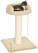 PawHut Copac Zgâriat pentru Pisici, Patut, Minge, Sfoară de Joacă, Plus și Sisal, 55x55x83cm, Beige | Aosom Romania