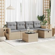 vidaXL Set canapele de grădină cu perne, 6 piese, bej, poliratan
