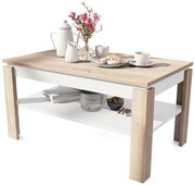 Măsuță de cafea pliabilă cu blat rabatabil cu raft ADEN stejar sonoma/alb