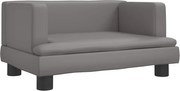 vidaXL Pat de câini, gri, 60x40x30 cm, piele ecologică