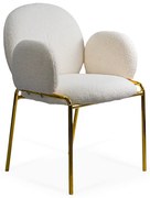Scaun dining crem din material boucle cu aspect elegant BUC 282