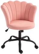 HOMCOM Scaun de Birou cu Spătar în Formă de Petală cu Înălțime Reglabilă, Rotile și Șezut Rotativ, 69x64x80-90 cm, Roz | Aosom Romania