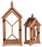 Set de felinare din lemn Vilche 2 buc, maro