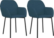 vidaXL Scaune de sufragerie, 2 buc., albastru, catifea