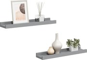 vidaXL Rafturi rame foto cu bordură, 2 buc., gri, 40 x 9 x 3 cm, MDF