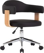vidaXL Scaun de bucătărie pivotant negru lemn curbat & piele ecologică