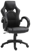 HOMCOM Scaun pentru birou, cu roti rotative la 360°, scaun gaming, inaltimea reglabila, Negru | Aosom Romania