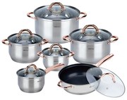 Set oale si tigai Kinghoff KH 1765, 12 h, Inductie, Inox / Golden rose