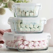 Set 3 cutii depozitare , UnicUtil, Sturdy Elegant, Transparent, Gri,