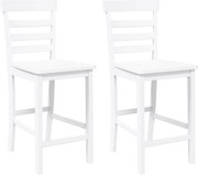 vidaXL Scaune de bar 2 buc din cauciuc din lemn masiv alb