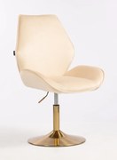 HR350N Scaun Crem din Catifea Bază Aurie