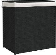 vidaXL Coș de rufe cu 2 secțiuni, negru, 53x35x57 cm, poliratan