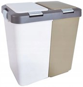 Coș de gunoi alb/bej de reciclat 2x20 l din plastic Duo Dust – Orion