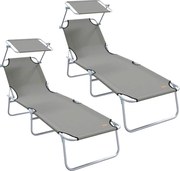 vidaXL Șezlong 2 pcs Gri 58 x 188 x 77cm Poliester