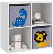 ZONEKIZ Raft de depozitare pentru copii, Cuburi, Sertare, MDF, Protecție împotriva răsturnării, Alb | Aosom Romania