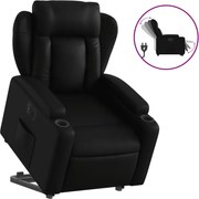 vidaXL Fotoliu rabatabil electric cu ridicare, negru, piele ecologică