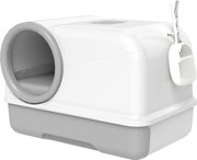 PawHut Litieră pentru Pisici cu Capac, Litiere Pisici cu Tavă și Lopățică Inclusă, Saci Deodorant, Ușor de Curățat, Alb și Gri | Aosom Romania