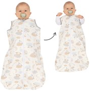 Sac de dormit copii multifunctional cu sistem infasat incorporat din bumbac flausat 0-6 luni Kidizi SnuggleNest On a Cloud Pastel, 1 tog