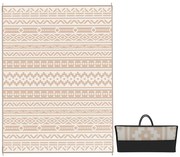 Outsunny Covor Exterior Reversibil 3,7 x 2,7 m, covor de pardoseală model perete geometric din PP geantă de transport kaki și bej deschis | Aosom Romania