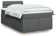 vidaXL Pat box spring cu saltea, gri închis, 120x200 cm, textil