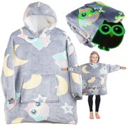 Patura hanorac pentru copii cu maneci si gluga SHINING OWL gri