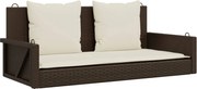 vidaXL Bancă de balansoar cu perne, maro, 119x56x48 cm, poliratan