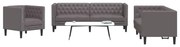 vidaXL Set canapele Chesterfield cu 3 locuri, gri, piele eco.