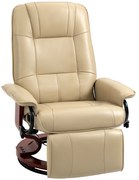 HOMCOM Relaxsessel, reglabil, funcție de întindere, până la 120 kg, piele ecologică, 78 x 87 x 100 cm, Crem | Aosom Romania