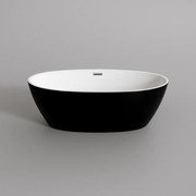 OVAL Cadă de baie freestanding, negru-alb, 155x80x58 cm