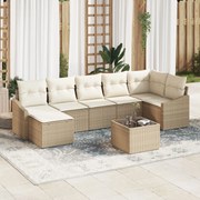 vidaXL Set de canapele pentru grădină 8 pcs Bej Rattan poli