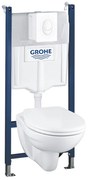 Set vas WC suspendat cu capac si rezervor incastrat Grohe Solido Compact 4 in 1 cu clapeta alba Skate Air preasamblat
