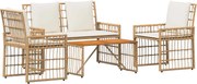 vidaXL Set de Mobilier pentru Exterior 4 pcs Alb Natural și Crem