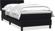 vidaXL Pat box spring cu saltea, negru, 80x220 cm, catifea