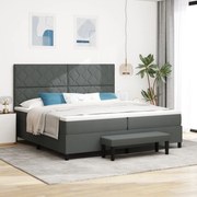 vidaXL Pat cu arcuri cu saltea Gri închis 200 x 200 cm țesătură