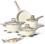 Set oale si tigai Just Perfecto JL-31, 12 h, Turnat, Acoperire din marmura, Inductie, Accesorii, Bej
