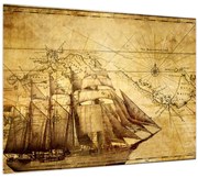 Tablou pe sticlă - Harta veche (70x50 cm)