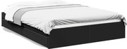 vidaXL Cadru pat cu sertare negru extralucios 150x200cm lemn prelucrat