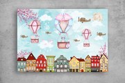 Tablouri Canvas - Copii - Zburand deasupra orasului