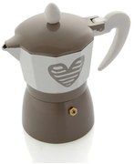 Cafetieră gri pentru 3 cești de cafea Brandani Hearbeat, maro