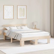 vidaXL Cadru de pat cu headboard Maro 150 x 200 cm Lemn masiv de pin