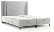 Pat matrimonial gri tapițat cu spațiu de depozitare 200x200 cm Musca – Maison de Rêve