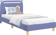 vidaXL Cadru de pat pentru copii cu spătar Albastru Jeans 90 x 190 cm