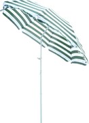 Outsunny Umbrelă de Plajă cu Acoperiș Înclinabil la 45°, Ø1.8x2 m, Verde și Alb | Aosom Romania