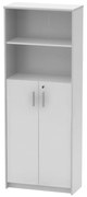Dulap cu rafturi alb ,usi cu blocare,  biblioraft, 72.5 cm lungime - Bortis Impex