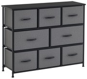 HOMCOM Comodă Chiffonnier Mobilier de Depozitare 8 sertare Pliabile din Țesătură 100 x 30 x 78,5 cm Gri închis | Aosom Romania