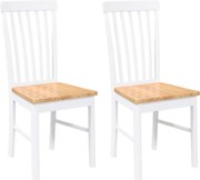 vidaXL Scaune de sufragerie 2 buc Cauciuc din lemn masiv alb